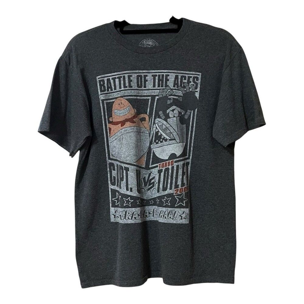 Captain Underpants Battle Of The Ages Size XL Graphic T-Shirt Gray